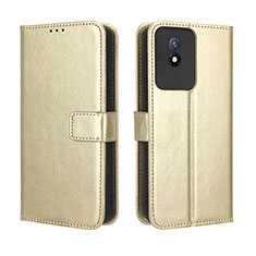 Leather Case Stands Flip Cover Holder BY5 for Vivo Y02A Gold