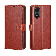 Leather Case Stands Flip Cover Holder BY5 for Vivo Y02S Brown