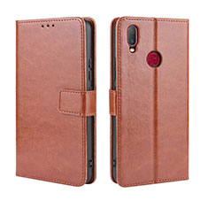 Leather Case Stands Flip Cover Holder BY5 for Vivo Y11 Brown