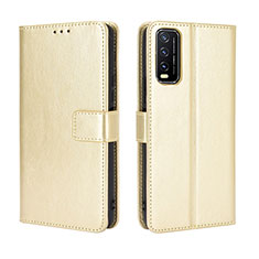 Leather Case Stands Flip Cover Holder BY5 for Vivo Y12G Gold