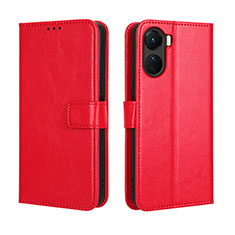 Leather Case Stands Flip Cover Holder BY5 for Vivo Y16 Red