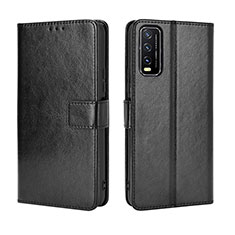 Leather Case Stands Flip Cover Holder BY5 for Vivo Y20a Black