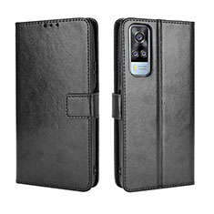 Leather Case Stands Flip Cover Holder BY5 for Vivo Y31 (2021) Black
