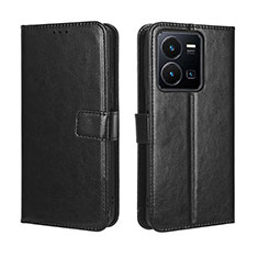 Leather Case Stands Flip Cover Holder BY5 for Vivo Y35 4G Black