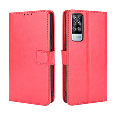 Leather Case Stands Flip Cover Holder BY5 for Vivo Y51 (2021) Red