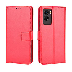 Leather Case Stands Flip Cover Holder BY5 for Vivo Y55s (2021) Red