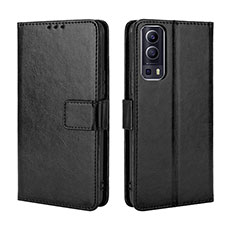 Leather Case Stands Flip Cover Holder BY5 for Vivo Y72 5G Black