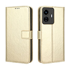 Leather Case Stands Flip Cover Holder BY5 for Vivo Y77e t1 Gold