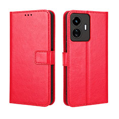 Leather Case Stands Flip Cover Holder BY5 for Vivo Y77e t1 Red