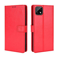 Leather Case Stands Flip Cover Holder BY5 for Wiko T3 Red