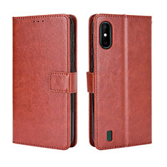 Leather Case Stands Flip Cover Holder BY5 for Wiko Y81 Brown