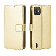 Leather Case Stands Flip Cover Holder BY5 for Wiko Y82 Gold