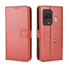 Leather Case Stands Flip Cover Holder BY5 for Xiaomi Black Shark 5 Pro 5G Brown