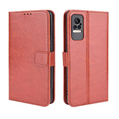 Leather Case Stands Flip Cover Holder BY5 for Xiaomi Civi 1S 5G Brown