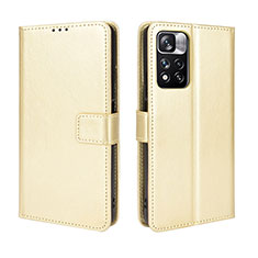 Leather Case Stands Flip Cover Holder BY5 for Xiaomi Mi 11i 5G (2022) Gold