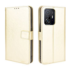 Leather Case Stands Flip Cover Holder BY5 for Xiaomi Mi 11T Pro 5G Gold