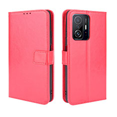 Leather Case Stands Flip Cover Holder BY5 for Xiaomi Mi 11T Pro 5G Red