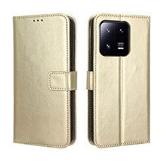 Leather Case Stands Flip Cover Holder BY5 for Xiaomi Mi 13 5G Gold