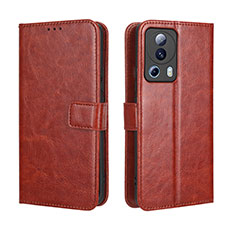Leather Case Stands Flip Cover Holder BY5 for Xiaomi Mi 13 Lite 5G Brown