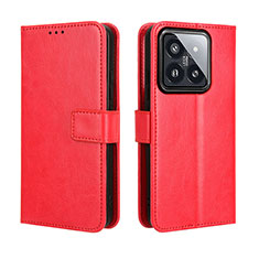 Leather Case Stands Flip Cover Holder BY5 for Xiaomi Mi 14 5G Red