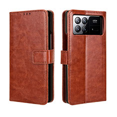 Leather Case Stands Flip Cover Holder BY5 for Xiaomi Mix Fold 3 5G Brown