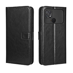 Leather Case Stands Flip Cover Holder BY5 for Xiaomi Poco C40 Black