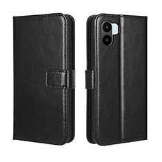 Leather Case Stands Flip Cover Holder BY5 for Xiaomi Poco C50 Black