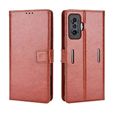 Leather Case Stands Flip Cover Holder BY5 for Xiaomi Poco F4 GT 5G Brown