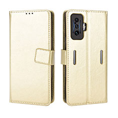 Leather Case Stands Flip Cover Holder BY5 for Xiaomi Poco F4 GT 5G Gold