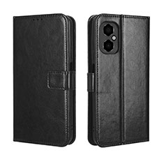 Leather Case Stands Flip Cover Holder BY5 for Xiaomi Poco M4 5G Black