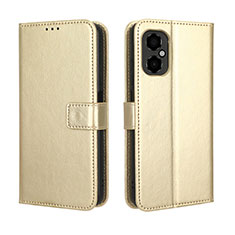 Leather Case Stands Flip Cover Holder BY5 for Xiaomi Poco M4 5G Gold