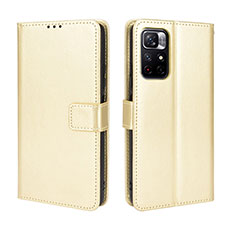 Leather Case Stands Flip Cover Holder BY5 for Xiaomi Poco M4 Pro 5G Gold