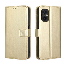 Leather Case Stands Flip Cover Holder BY5 for Xiaomi Poco M5 4G Gold