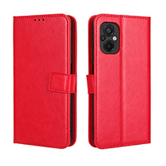 Leather Case Stands Flip Cover Holder BY5 for Xiaomi Poco M5 4G Red