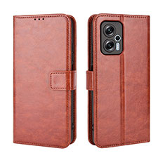 Leather Case Stands Flip Cover Holder BY5 for Xiaomi Poco X4 GT 5G Brown