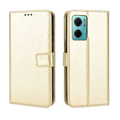 Leather Case Stands Flip Cover Holder BY5 for Xiaomi Redmi 10 5G Gold