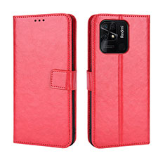 Leather Case Stands Flip Cover Holder BY5 for Xiaomi Redmi 10 Power Red