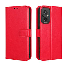 Leather Case Stands Flip Cover Holder BY5 for Xiaomi Redmi 11 Prime 4G Red