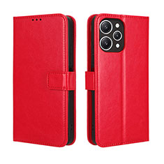 Leather Case Stands Flip Cover Holder BY5 for Xiaomi Redmi 12 4G Red