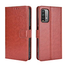 Leather Case Stands Flip Cover Holder BY5 for Xiaomi Redmi 9 Power Brown