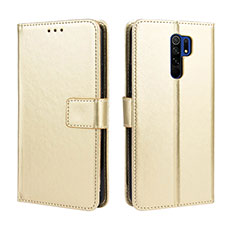 Leather Case Stands Flip Cover Holder BY5 for Xiaomi Redmi 9 Prime India Gold