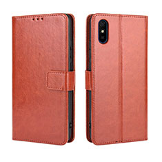 Leather Case Stands Flip Cover Holder BY5 for Xiaomi Redmi 9i Brown