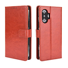 Leather Case Stands Flip Cover Holder BY5 for Xiaomi Redmi K40 Gaming 5G Brown