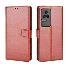 Leather Case Stands Flip Cover Holder BY5 for Xiaomi Redmi K40S 5G Brown