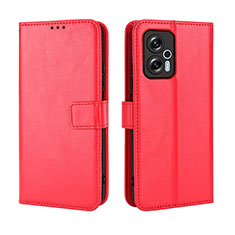 Leather Case Stands Flip Cover Holder BY5 for Xiaomi Redmi K50i 5G Red