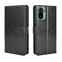 Leather Case Stands Flip Cover Holder BY5 for Xiaomi Redmi Note 10 4G Black