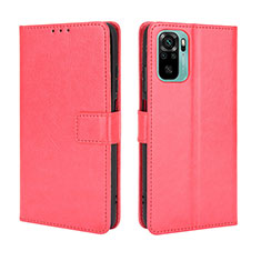 Leather Case Stands Flip Cover Holder BY5 for Xiaomi Redmi Note 10 4G Red