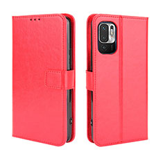 Leather Case Stands Flip Cover Holder BY5 for Xiaomi Redmi Note 10 JE 5G Red