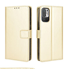 Leather Case Stands Flip Cover Holder BY5 for Xiaomi Redmi Note 10T 5G Gold