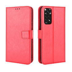 Leather Case Stands Flip Cover Holder BY5 for Xiaomi Redmi Note 11 4G (2022) Red